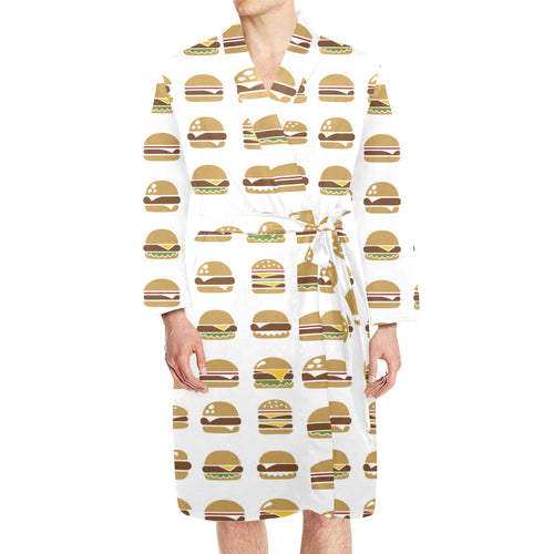 Hamburger Pattern Print Design 02 Men's Long Sleeve Belted Night Robe
