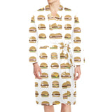 Hamburger Pattern Print Design 02 Men's Long Sleeve Belted Night Robe