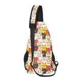 Colorful Maneki neko cat pattern All Over Print Chest Bag