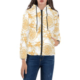 hand drawn orange fruit pattern Women's Padded Hooded Jacket