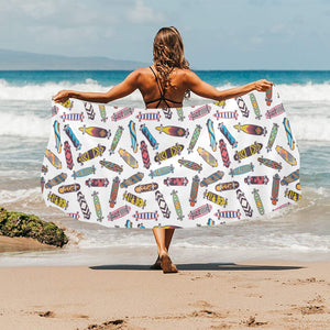 Skate Board Pattern Print Design 05 Beach Towel