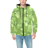 Broccoli pattern green background Men's Padded Hooded Jacket