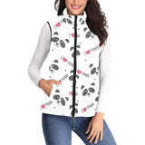 Hand Drawn faces of pandas pattern Women's Padded Vest