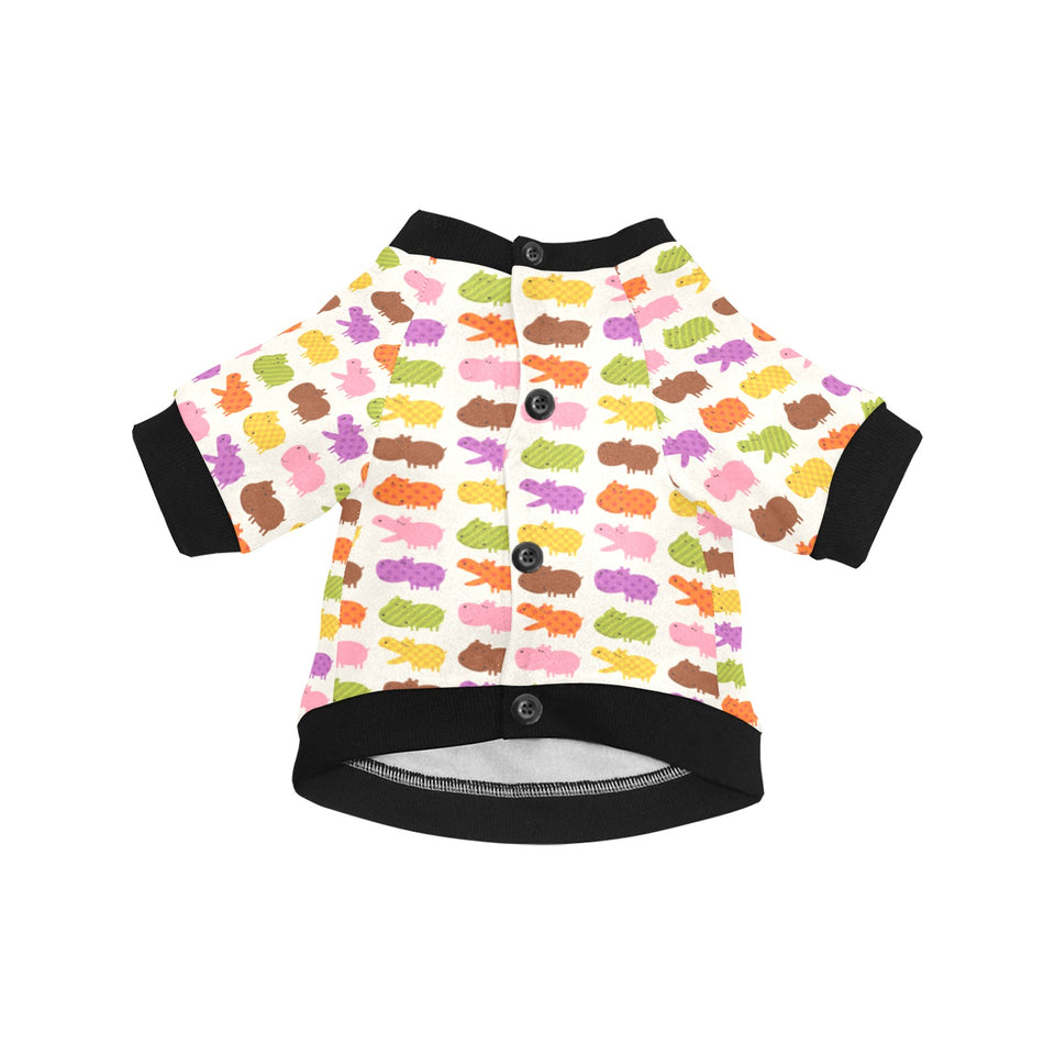 Hippopotamus Pattern Print Design 01 All Over Print Pet Dog Round Neck Fuzzy Shirt