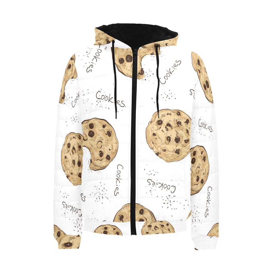 Sketch style cookie pattern Men's Padded Hooded Jacket