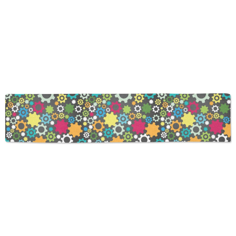 Gear Pattern Print Design 03 Table Runner