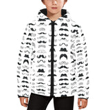 Mustache Beard Pattern Print Design 04 Kids' Boys' Girls' Padded Hooded Jacket