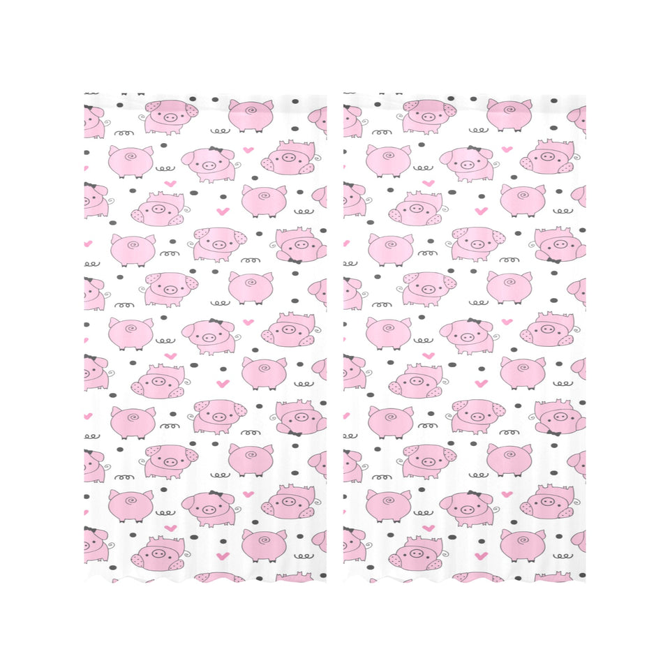 Pig Pattern Print Design 03 Gauze Curtain