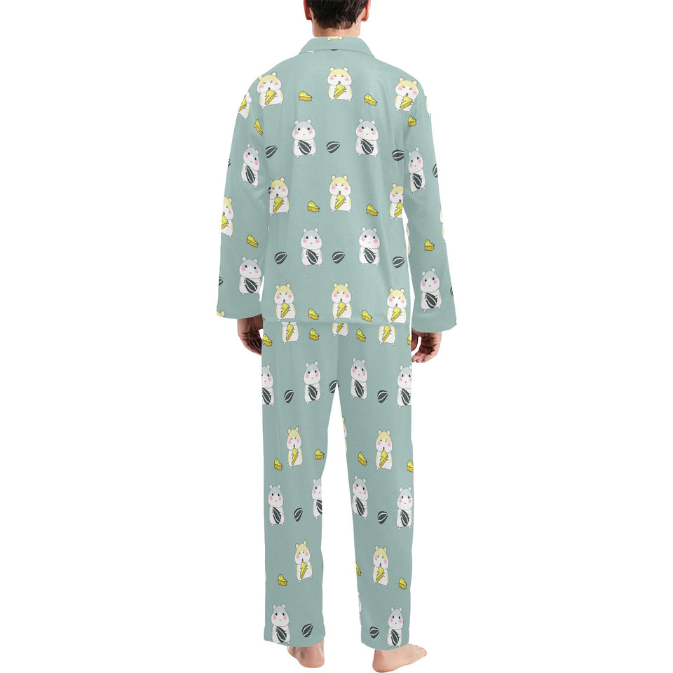 Cute hamster cheese pattern Men's Long Pajama Set