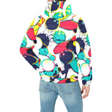 watercolor bowling ball pins Men's Padded Hooded Jacket