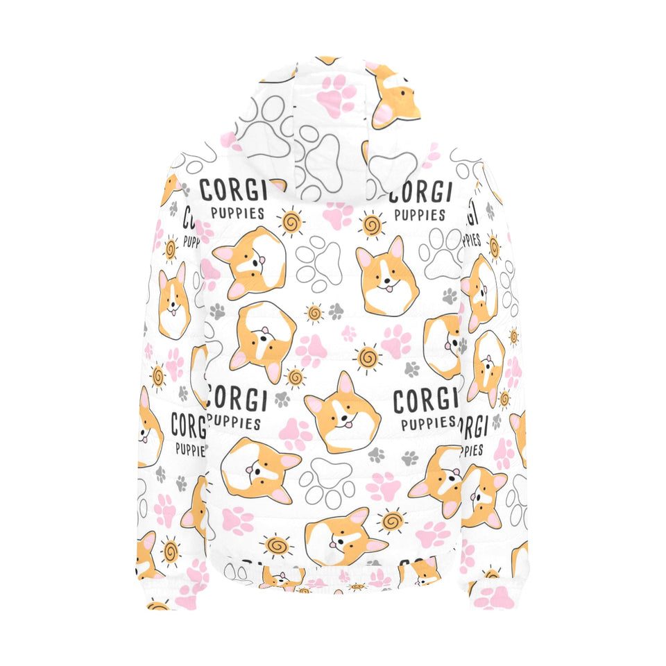 Corgi Dog Pattern Men's Padded Hooded Jacket