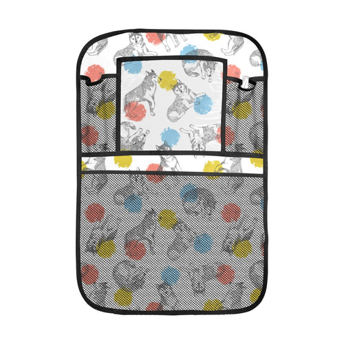 Siberian husky and colorful circle pattern Car Seat Back Organizer