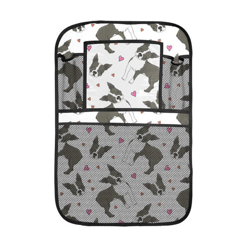 Boston terrier dog hearts vector pattern Car Seat Back Organizer