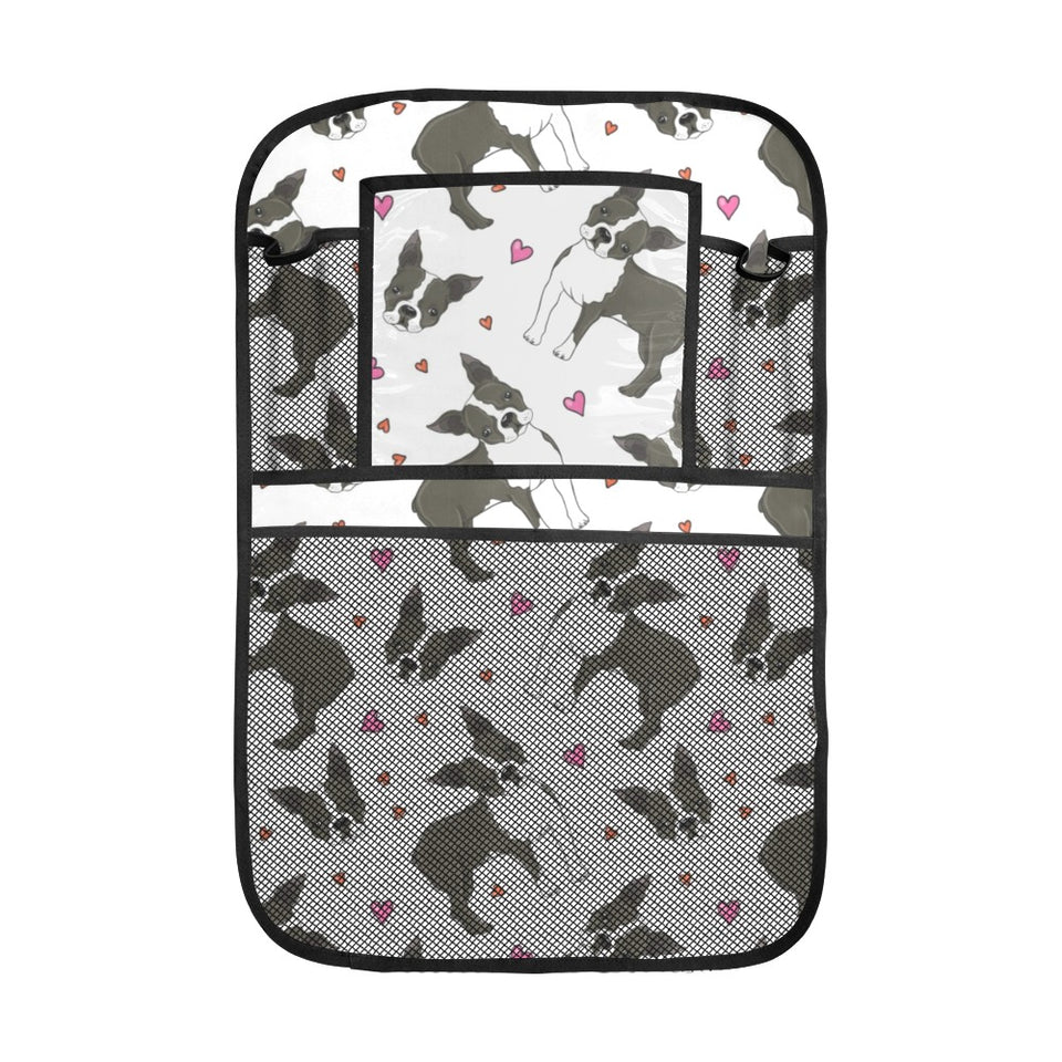 Boston terrier dog hearts vector pattern Car Seat Back Organizer