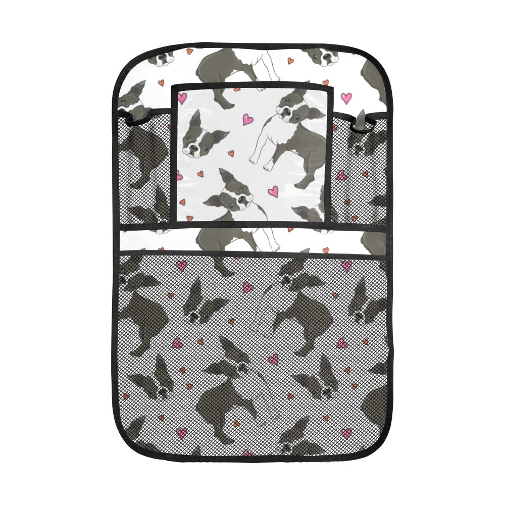 Boston terrier dog hearts vector pattern Car Seat Back Organizer