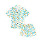 Fried Eggs Pattern Print Design 04 Kids' Boys' Girls' V-Neck Short Pajama Set