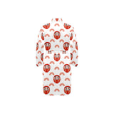 Daruma japanese wooden doll design pattern Men's Long Sleeve Belted Night Robe