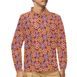 Gear Pattern Print Design 04 Men's Long Sleeve Polo Shirt