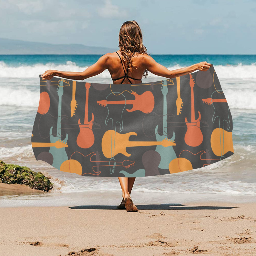 electric guitars pattern Beach Towel