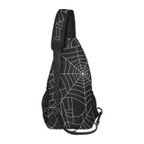 Spider web pattern Black background white cobweb All Over Print Chest Bag
