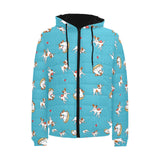 Jack Russel Pattern Print Design 03 Men's Padded Hooded Jacket