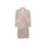 zigzag chevron striped pattern Men's Long Sleeve Belted Night Robe