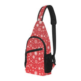 Snowflake pattern red background All Over Print Chest Bag