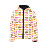 Hippopotamus Pattern Print Design 01 Kids' Boys' Girls' Padded Hooded Jacket
