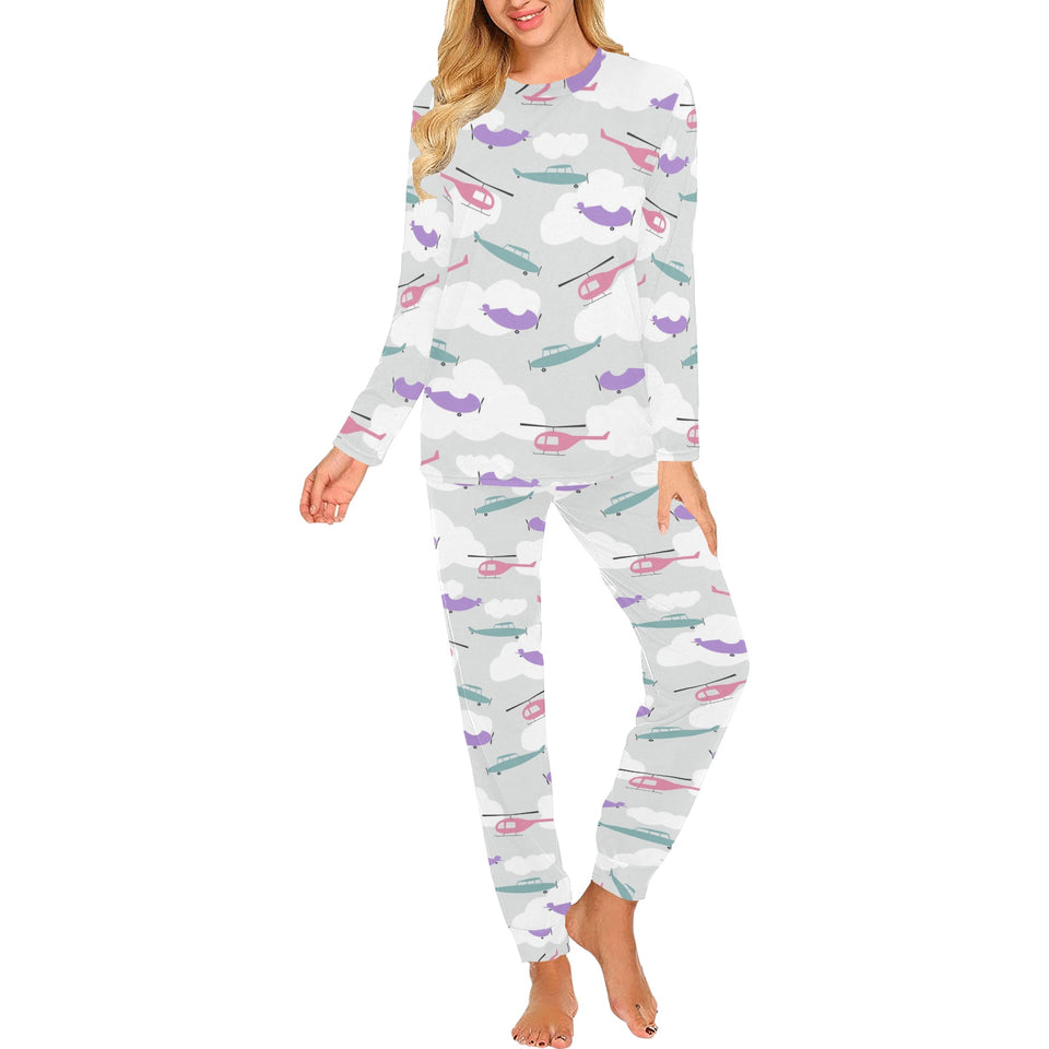 Helicopter plane pattern Women's All Over Print Pajama Set