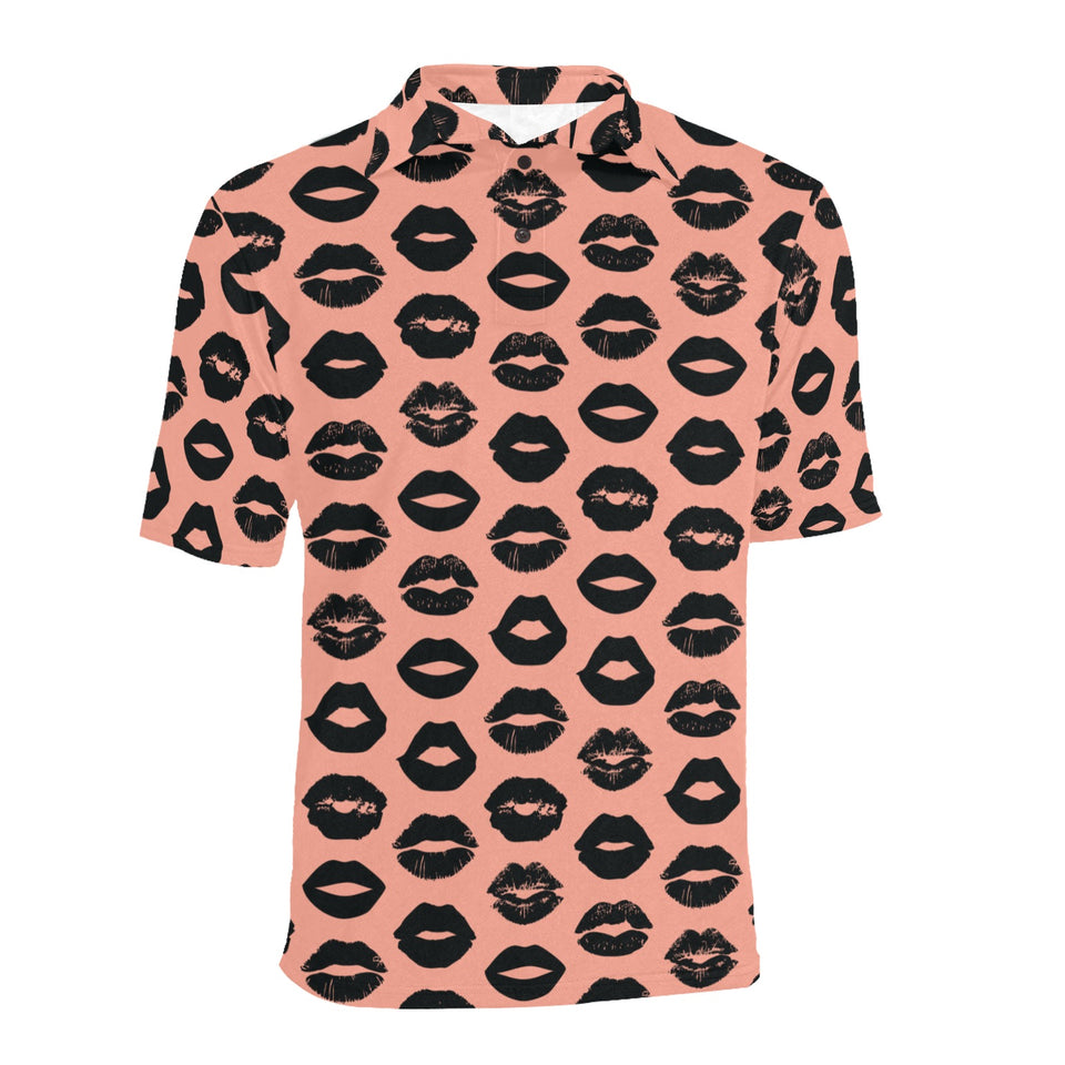 Lips Pattern Print Design 02 Men's All Over Print Polo Shirt