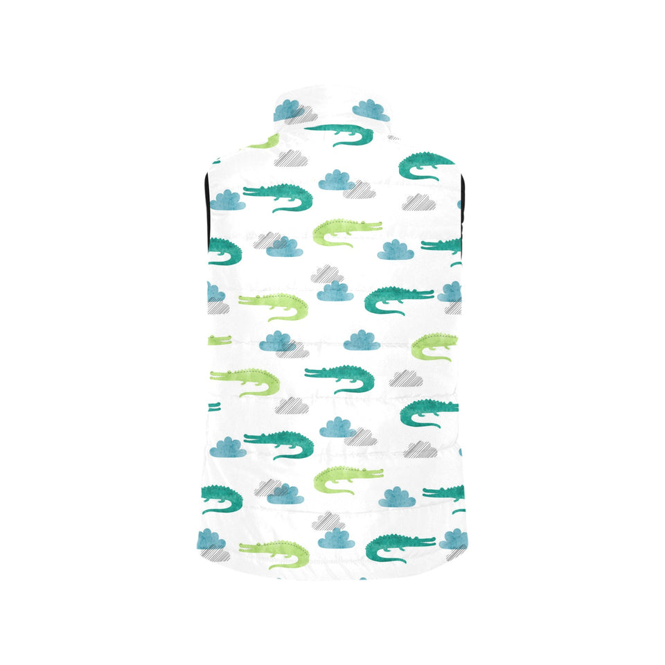 watercolor crocodile pattern Men's Padded Vest