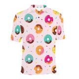 Donut pattern glaze pink background Men's All Over Print Polo Shirt