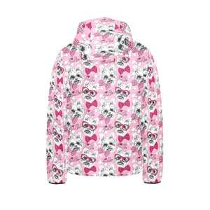 Yorkshire Terrier Pattern Print Design 03 Kids' Boys' Girls' Padded Hooded Jacket