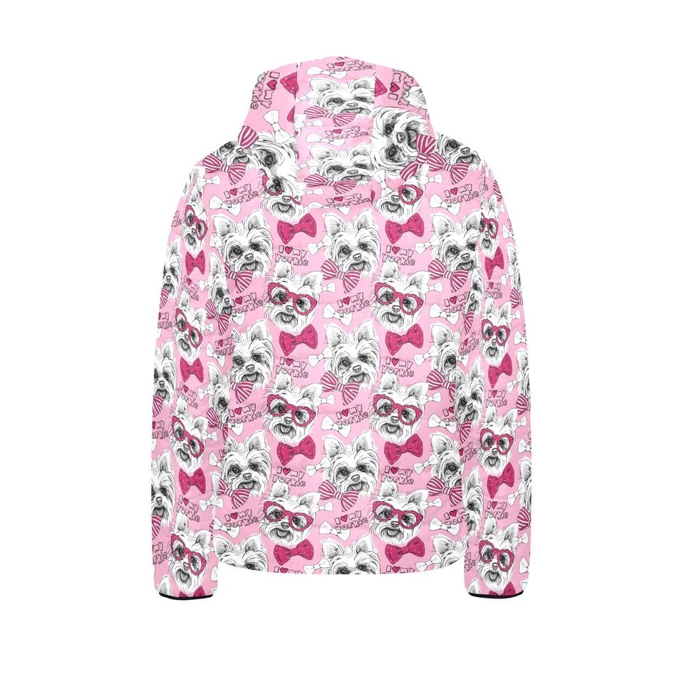 Yorkshire Terrier Pattern Print Design 03 Kids' Boys' Girls' Padded Hooded Jacket