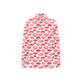 Lips Pattern Print Design 05 Women's Long Sleeve Polo Shirt