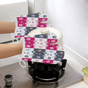 Teddy Bear Pattern Print Design 03 Heat Resistant Oven Mitts