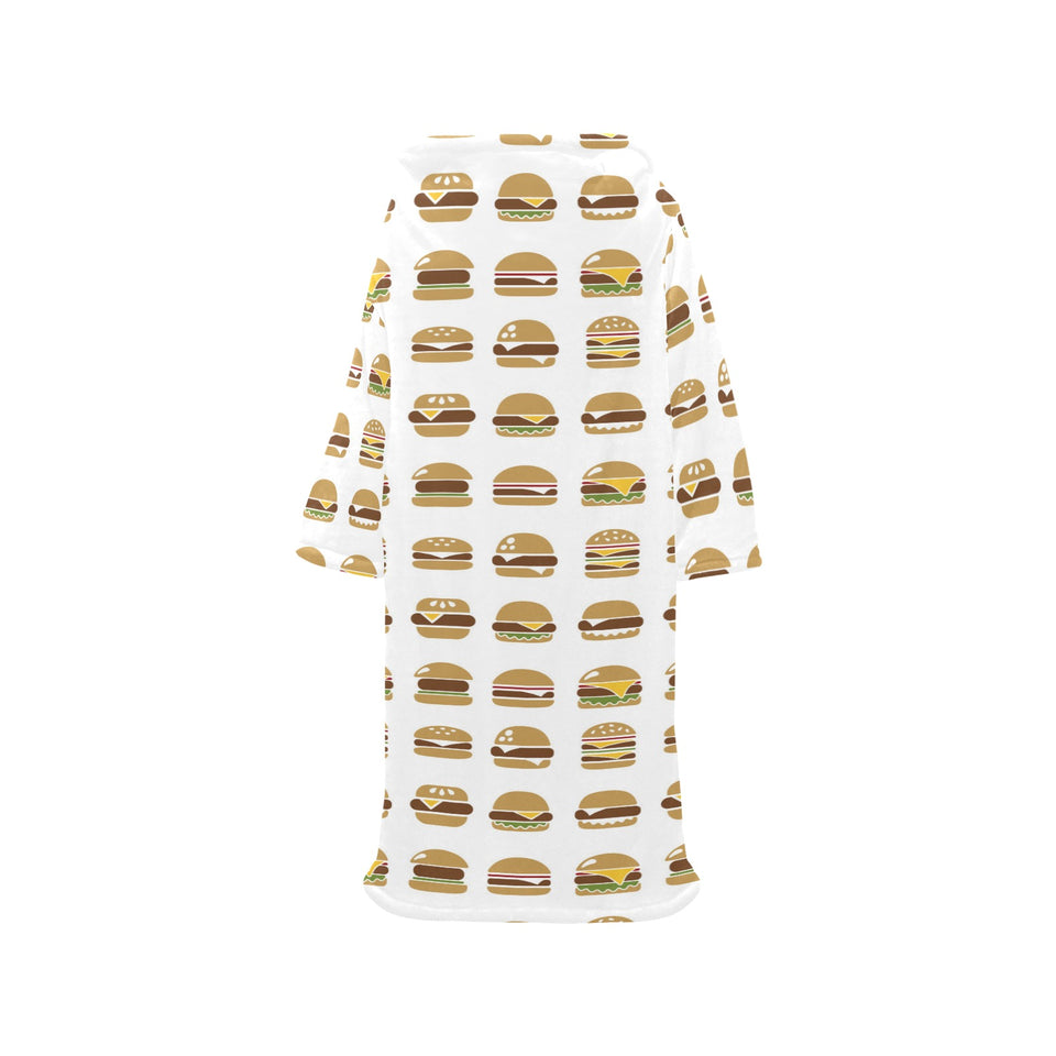 Hamburger Pattern Print Design 02 Blanket Robe with Sleeves