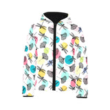Dragonflies ginkgo leaves pattern Kids' Boys' Girls' Padded Hooded Jacket