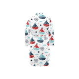 Cute color paper sailboat pattern Men's Long Sleeve Belted Night Robe