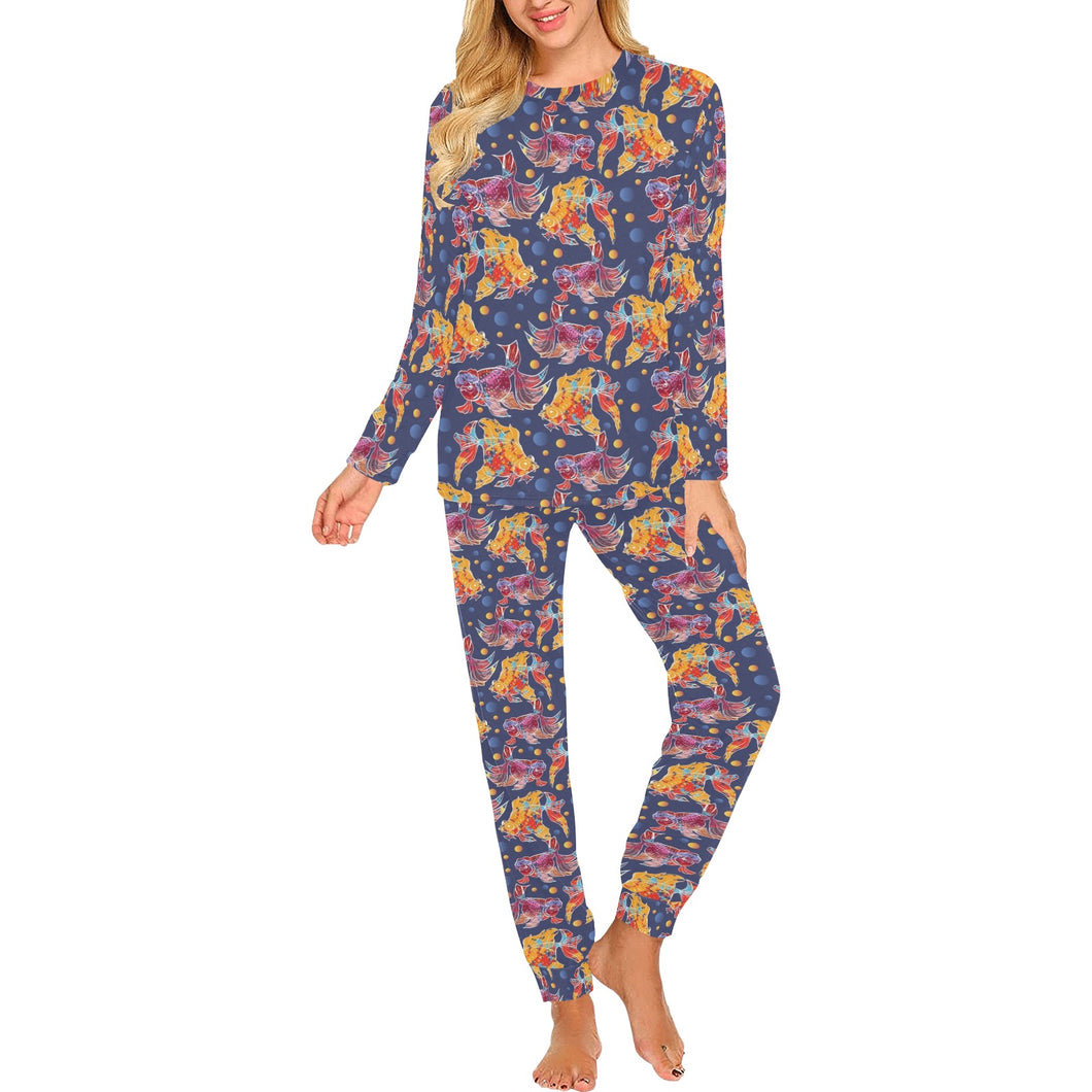 Goldfish Pattern Print Design 05 Women's All Over Print Pajama Set