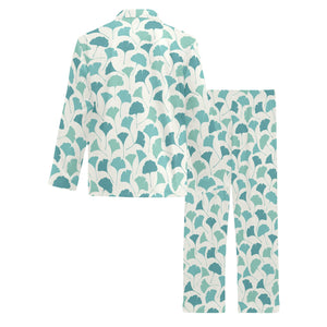 Green ginkgo leaves pattern Men's Long Pajama Set