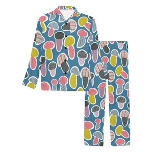 Colorful mushroom design pattern Men's Long Pajama Set