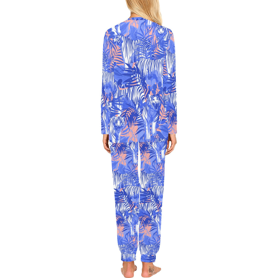 white bengal tigers pattern Women's All Over Print Pajama Set