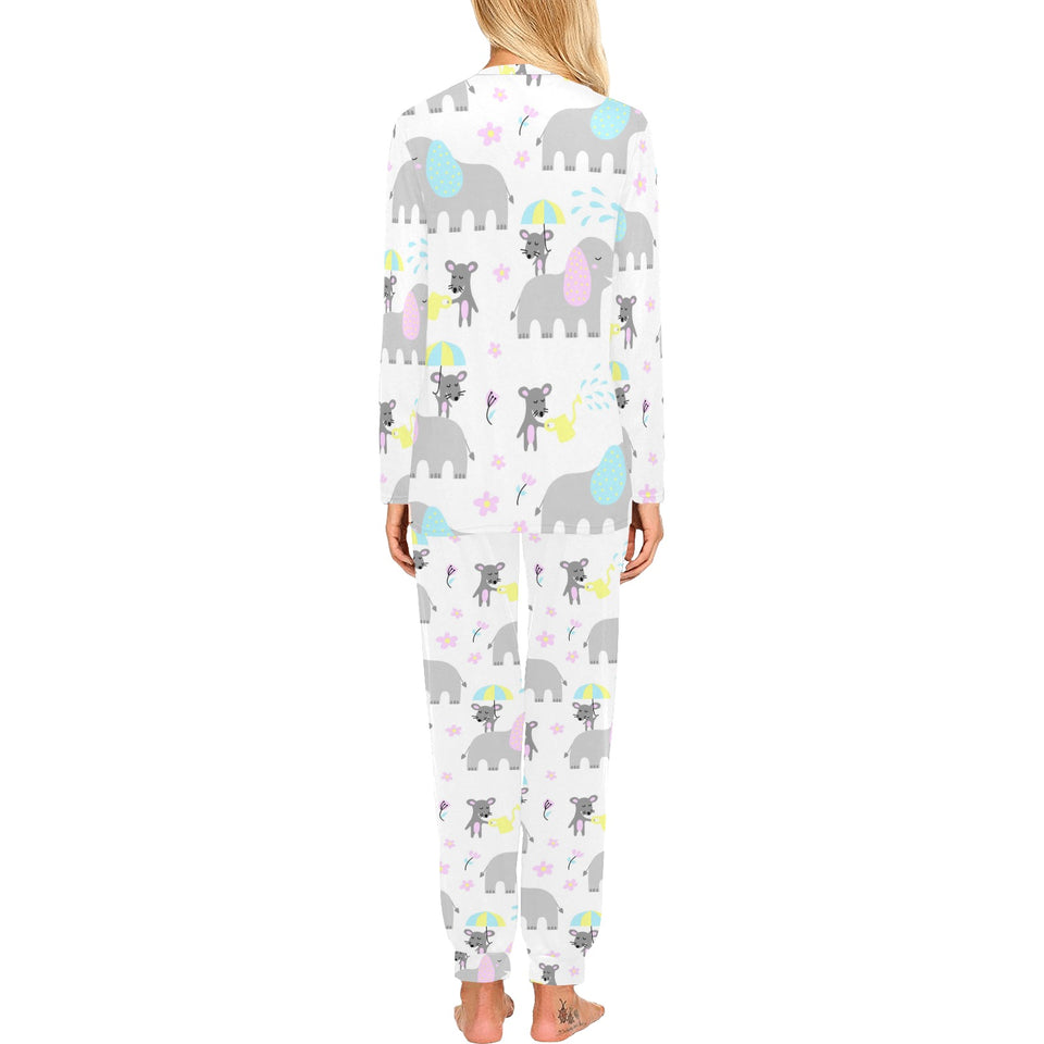 Cute elephant mouse pattern Women's All Over Print Pajama Set