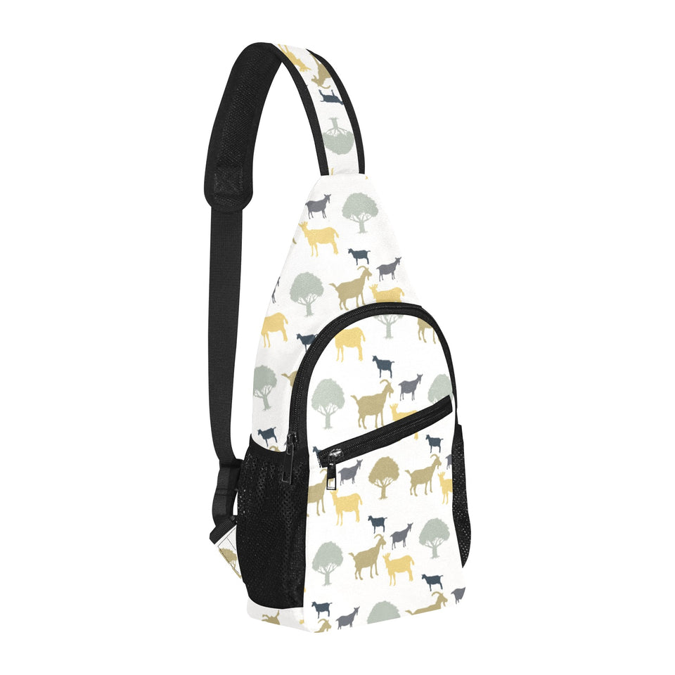 Silhouettes of goat and tree pattern All Over Print Chest Bag