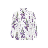 lavender flower design pattern Men's Long Sleeve Polo Shirt