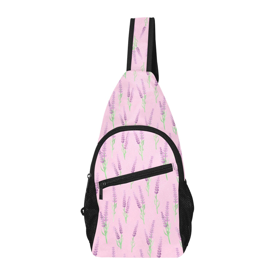 Lavender pattern pink background All Over Print Chest Bag