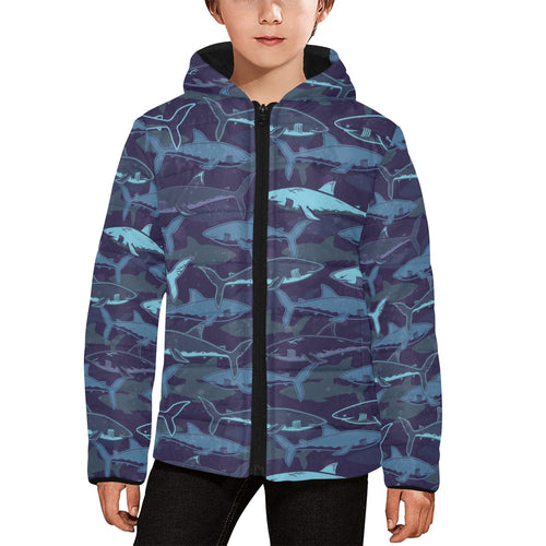 Shark pattern Kids' Boys' Girls' Padded Hooded Jacket