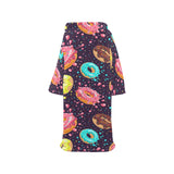 Colorful donut glaze pattern Blanket Robe with Sleeves