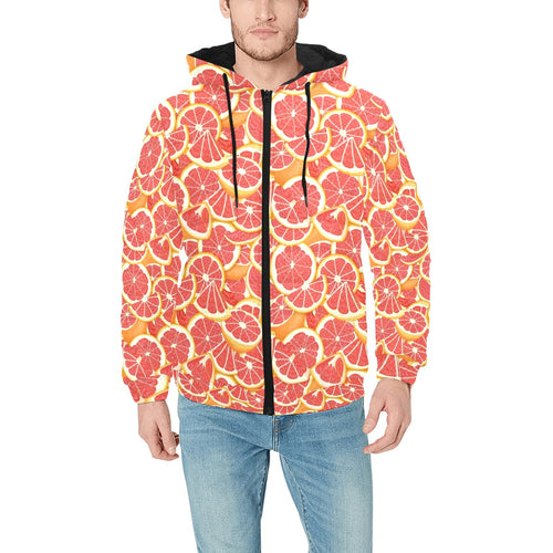 Tropical grapefruit pattern Men's Padded Hooded Jacket